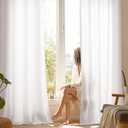 NICETOWN Non See Through White Privacy Sheer Curtains 84 inches Long