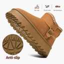 FINIWOR Snow Boots for Women Waterproof, Warm Fur Lined Mini Womens Boots Winter, Fall Ankle Boots Platform Non-slip (Brown)