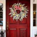Christmas Wreath for Front Door 22" Artificial Snow Wreath with LED Light Home Wall Decor Christmans Decor Outdoor Decor