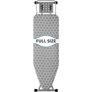 Full Size Ironing Board 57" L X15 W, Large Wide Sturdy Ironing Board with Iron Rest, Foldable Adjustable Iron Board with Heat Resistant Cover, Enhanced Stability (Silver Gray)