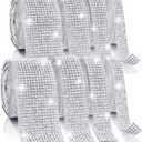 Rhinestone Ribbon Self Adhesive, 8-Yard Bedazzling Strips, 8-Rolls Rhinestone Strips for DIY Craft, Rhinestones for Crafting, Home Decor and Special Events, 4/6/8/14 Rows Transparent Crystal