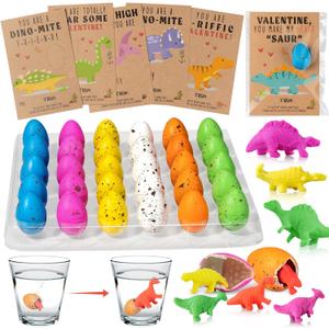 Valentines Day Gifts for Kids, 30Pcs Hatching Dinosaur Eggs Cards Bulk, Novelty Dino Toys Valentine Exchange Gift for Boys Girls Toddler School Class Classroom Party Favors