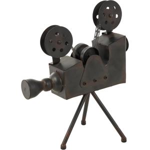 Deco 79 Metal Film Decorative Sculpture Camera Home Decor Statue, Accent Figurine 12" x 7" x 15", Brown
