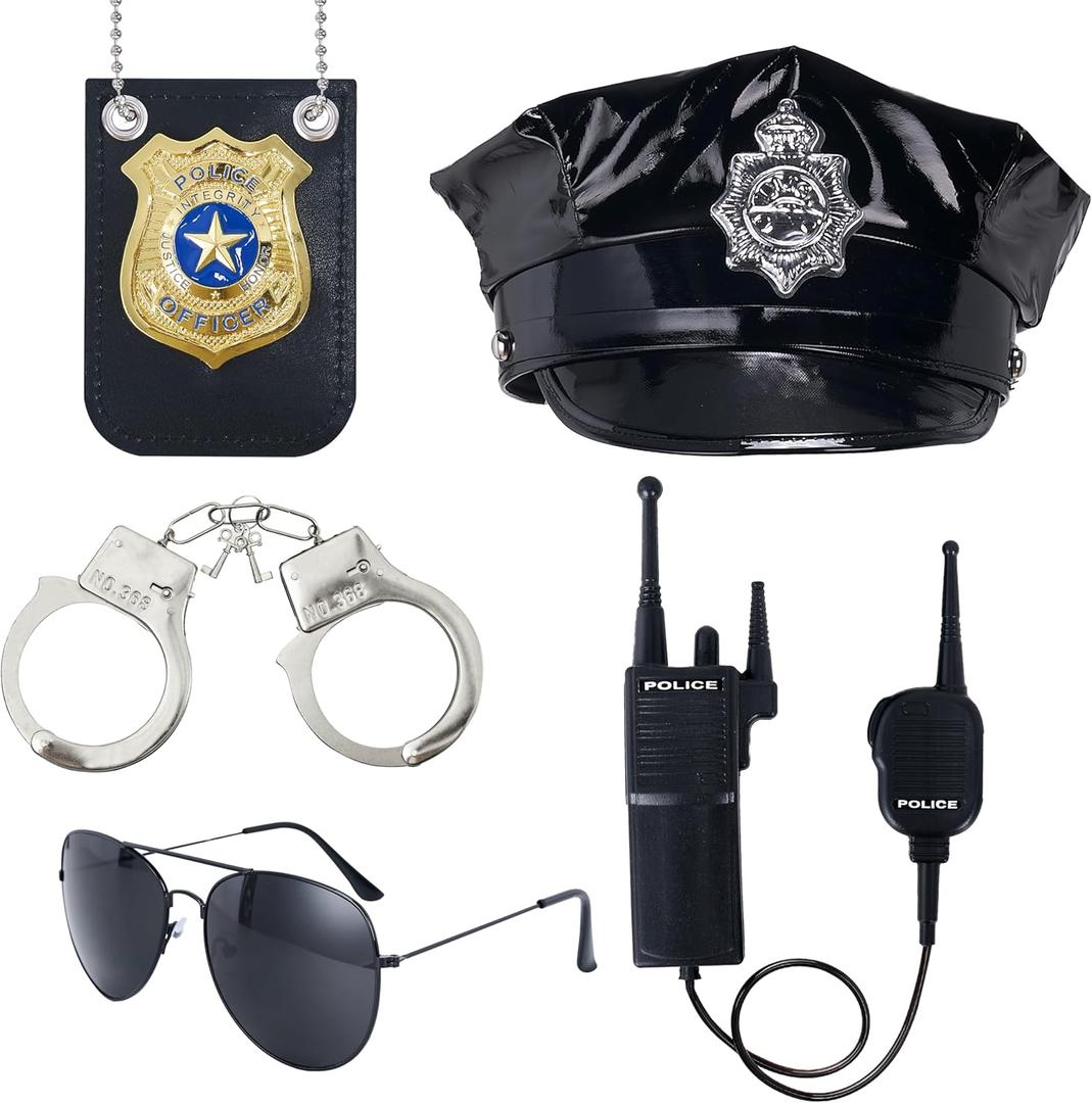 Spooktacular Creations 5 pcs Police Costume Accessories, Halloween Costume Accessories for Adults, Police Role-Playing Accessory, Detective Dress-Ups
