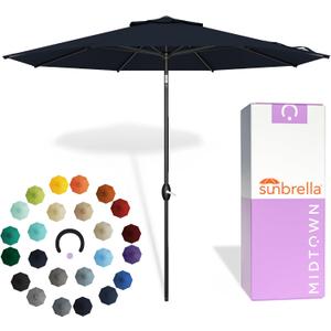 Umbrellas Lean - 10 Ft Patio Umbrella, Canvas Navy Canopy