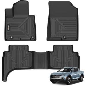 GINOWY-Floor Mats for Hyundai Santa Cruz 2022-2025 2026, TPE All Weather Car Mats Santa Cruz, Custom Fit Floor Liners, Heavy Duty Non-Slip Car Accessories Mats-Black