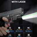 EZshoot 800 Lumens Pistol Light Laser Combo Rechargeable, Pistol Flashlight with Slidable Rail Compatible with Glock and Picatinny Rail, Gun Light with Green Laser Beam