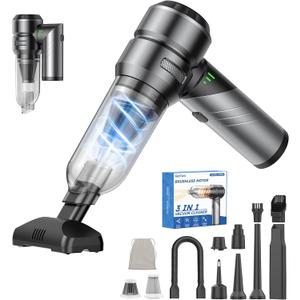 Car Vacuum Portable Cordless with 18000Pa Suction, 4 in 1 Air Duster & Mini Vacuum Cleaner High Power Foldable Rechargeable, Brushless Motor Airify Pro Car Vacuum for Home Office Pet Hair (Silver/Black)