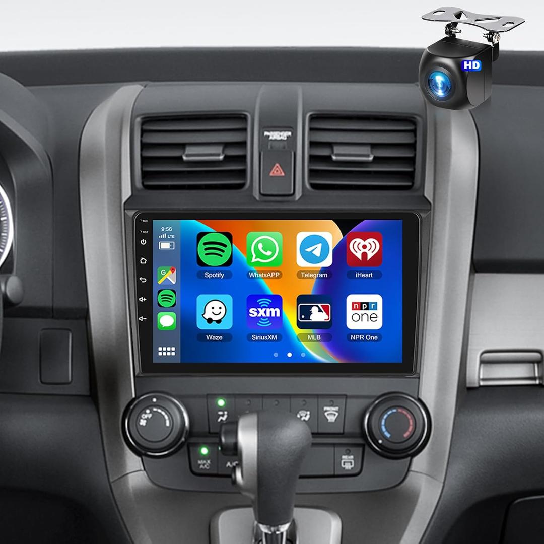 8Core 6+128G Car Stereo for Honda CRV 2007-2011 Wireless Carplay Android Auto,9 inch 1280 * 720P IPS Touch Screen Radio, Android/GPS/WiFi/32band DSP Audio/Bluetooth/SWC/Backup Camera