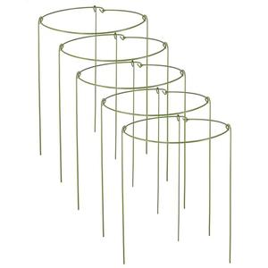 5 Pack Plant Support Stakes, Adjustable Plant Ring Cages with Green Rubber Wrapping, Ideal for Orchids, Indoor and Outdoor Potted Plants, 6" Wide x 11" High