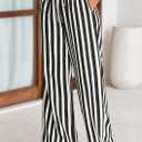 PRETTYGARDEN Women's Wide Leg Lounge Pants Spring Summer Drawstring Elastic Waist Comfy Striped Pajama Bottoms Trendy Clothes (S)