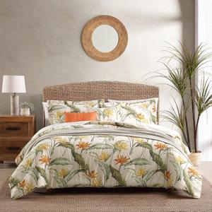 Tommy Bahama - Queen Comforter Set, Reversible Cotton Bedding with Matching Shams & Bonus Throw Pillows, Super Soft Bedding Set (Birds of Paradise Off-White, Queen)
