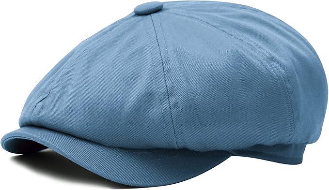 BOTVELA Men's 8 Piece Newsboy Flat Cap 100% Cotton Gatsby Ivy Golf Cabbie Hat