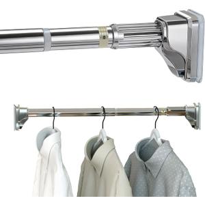 Stainless Steel Adjustable Closet Rod, No-Drill Installation, Heavy-Duty Hanging Bar for Closet, Wardrobe & RV (20-30 inch)
