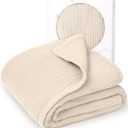 lulumoon Muslin Quilt Blanket, Crib Blanket for Baby and Toddler,47x47 Inches(Ivory)