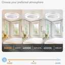 LEDIARY 20 Inch Low Profile Ceiling Fans with Lights, Led Bladeless Ceiling Fan, Remote Control Enclosed Flush Mount Ceiling Fan With Timming, 3000-6000K, 6 Wind Speed, 3000LM, 57W-White RGB