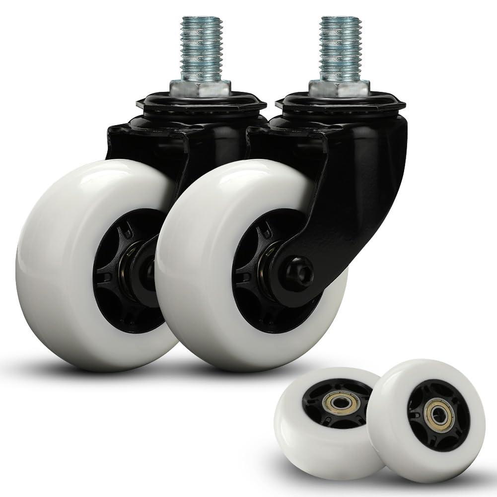 FVRITO 2 Pack Complete Caster Wheels Assembly for Razor Crazy Cart with Extra 2 Front Rear Premium 76mm x 30mm Replacement Wheels for Crazy Cart CC DLX XL 360 Drifting Go Kart Parts Accessories