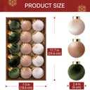 JOYIN 15 Pcs Christmas Velvet Ball Ornaments Set, 2.36'' Green Brown Neutral Tree Hanging Christmas Decorations, Xmas Shatterproof Indoor Decor for Tree Wreath Holidays Wedding Party