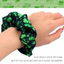2 x 2PCS Green Shamrock Hair Ties for Women Girls, St Patrick's Day Hair Accessories for Thick Hair, Dark Green Clover Leaf Hair Ties, Long Tail Hair Ties Hair Cuff for Irish Day Parade Party