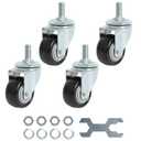 Finnhomy Stem Caster Wheels 2 Inch Heavy Duty Threaded Swivel Casters 1/2" -13 x 1 Set of 4 Premium Polyurethane Wheels PU Anti-wear Smooth Casters, Black