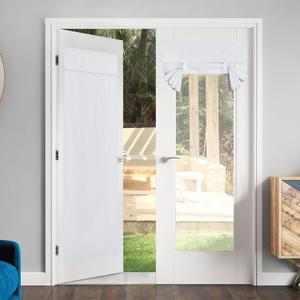 NICETOWN French Front Door Curtains Blackout Sheer Door Curtains for Window Thermal Insulated Privacy Sidelight Curtains for Tie Up Shades, 36W x 72L, 1 Panel, White