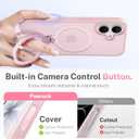 for iPhone 17 Case: with 360 Spin Magnetic Stand, Camera Control Button, Fit for MagSafe, Military Drop Protection, Protective Slim Phone Cover for iPhone17 with Ring Kickstand, 6.3", Pink