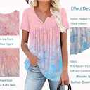 WRRH Women's Summer Short Sleeve Tunic Plus size ladies shirts Floral Blouse Loose Flowy Tops for Leggings M-4XL (M)