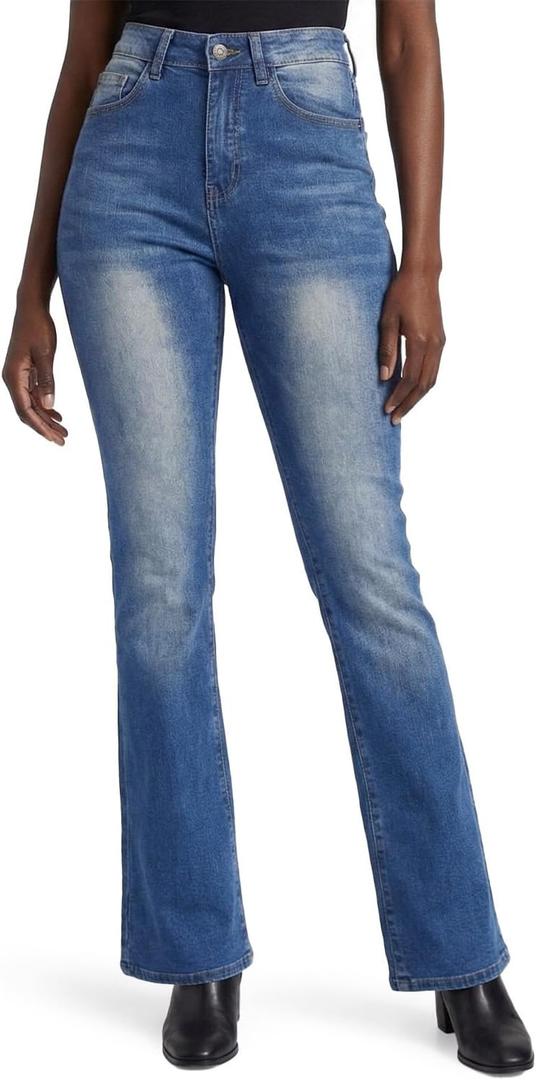 Zylioo Tall Jeans for Women 31"/33" Inseam Long Stretch Denim Pants Straight Leg Mid Rise Classic Fit for Tall Ladies (Blue, L)