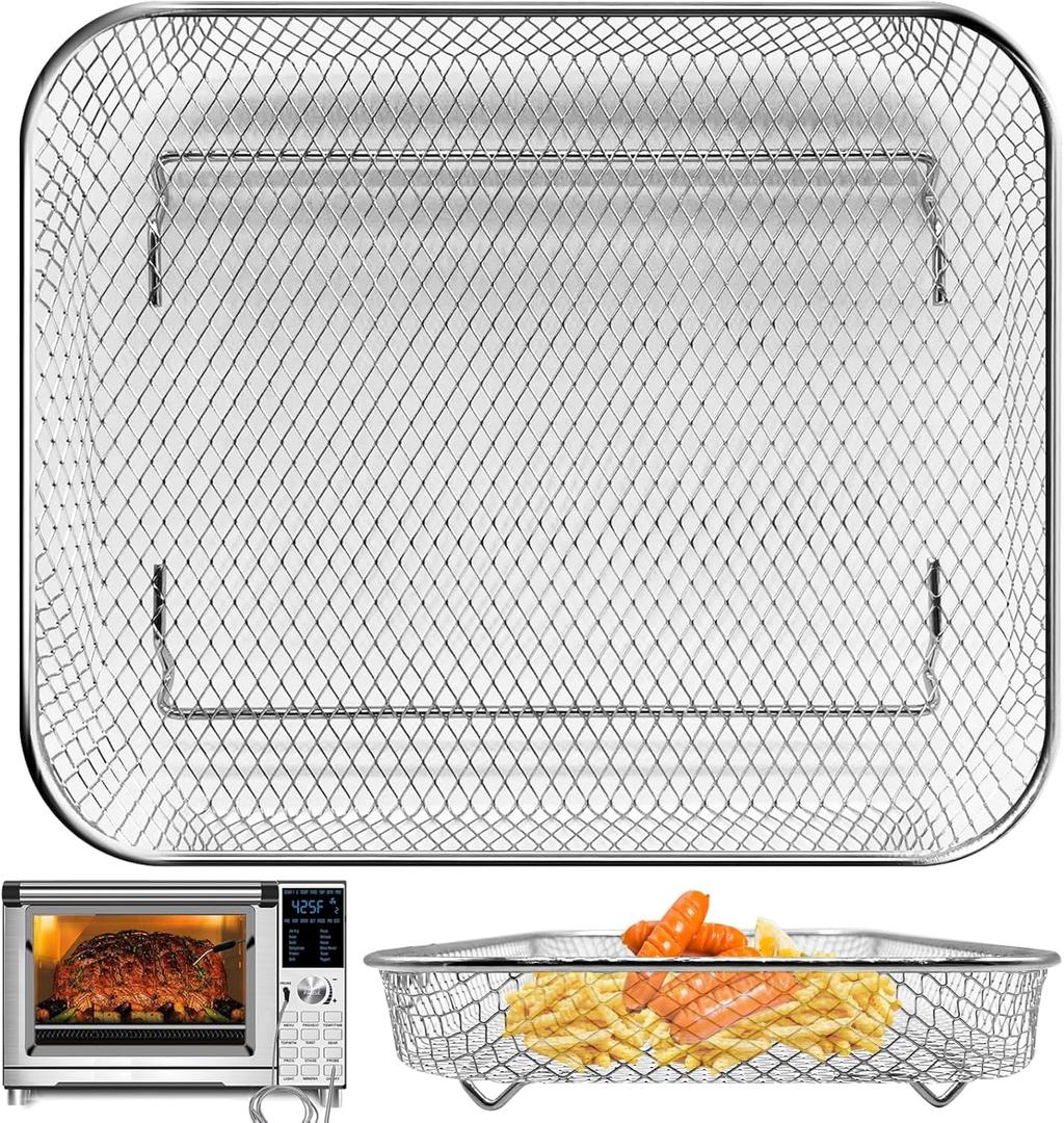 Air Fryer Basket Replacement for Nuwave Bravo XL Air Fryer Toaster Convection Oven, 12 * 10'' Non-stick Mesh Air Fryer Stainless Steel Basket Wire Rack Accessories Parts, Dishwasher Safe