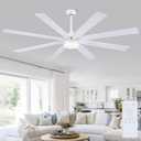 Kviflon 72 Inch Large Ceiling Fans with Lights and Remote, Indoor/Outdoor Nickel Modern Industrial Ceiling Fan with Light for Living Room Patios Porch, Reversible Quiet Motor, 8 Dual Finish Blades