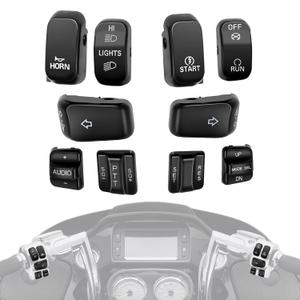 Black Hand Controls Switch Housing Caps Buttons Fit for Harley Davidson Electra Glide Street Glide Road King 1996-2013