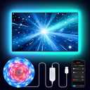 16.4ft RGB+IC LED Lights for 50-75 Inch TV, Backlight Strip Behind TV with Music Sync, Bluetooth APP and Voice Control, 44 Scene Modes, for Ambient Mood Lighting, Monitor Game, Bedroom, Living Room