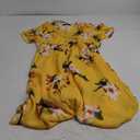 ROYLAMP Women's Floral Button Up Split Dress Deep V Short Bell Sleeve Casual Midi Dress with Pockets (Large)