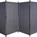 Room Divider 87" W x 65" H Gray | 4-Panel Folding Privacy Screen | Portable Room Partition | Garden Separation Paravent | Water Repellent Indoor & Outdoor Freestanding Wall