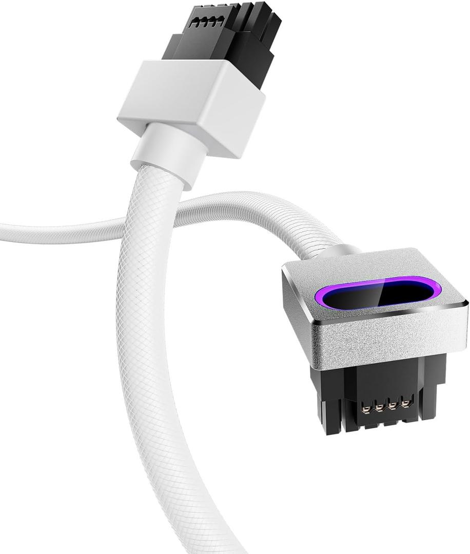 AsiaHorse Hydrus-16PIN GPU PSU Extension Cable ARGB Light, Copper Wire Motherboard Power Extension Cable Integrated Minimalist Design, 2000W Power (Whole Set), PC Power Cord for RTX 4070, 4080, 4090