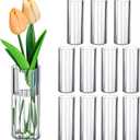 12 Pcs Plastic Small Cylinder Vases for Centerpieces Wedding Decoration, Clear Ribbed Bud Flower Vases Bulk for Wedding Bridal Shower Birthday Living Room Table Decor (5.5 Inch,Cylinder)