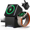 ZEEHOO 3 in 1 Charging Station, iPhone Charging Station for Apple MagSafe Charger, Qi2 Certified, 15W Fast Wireless Charger, for Apple Watch, for iPhone 17,16 15,14,13,12 Series, AirPods (Black)