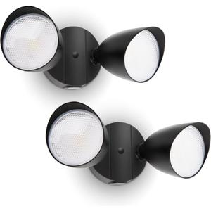 UME 2-Packs 2500 Lumen 32 Watt 28 LED Dual-Head Floodlight Outdoor, Full Metal Design, Waterproof Exterior Security Wall Light 5000K for Patio, Garden, Yard-Black