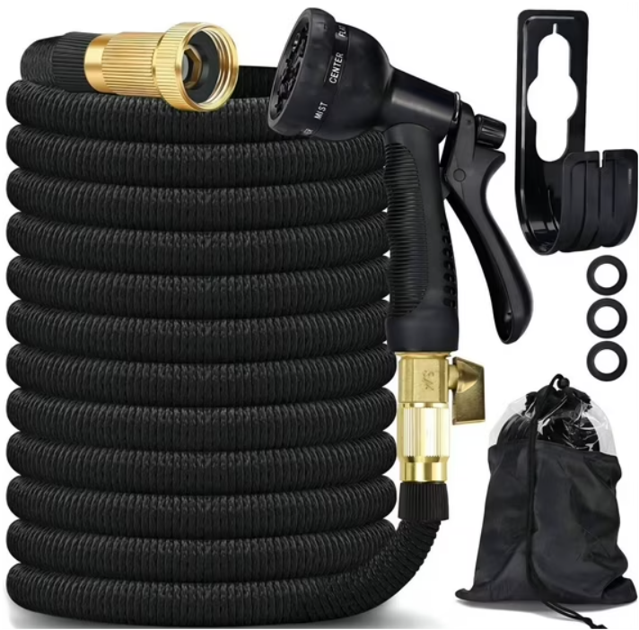 75FT Expandable Water Hose – Flexible Lightweight No-Kink Garden Hose for Outdoor Watering, Car Wash, Lawn & Yard with Leakproof Brass Fittings, Durable Expanding Water Hoses