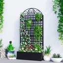 Metal Planter Box with Trellis & Privacy Screen, 79"x40"x11.8", Galvanized, Large