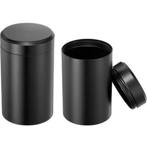 uxcell 2 Pcs Round Tea Canisters, 3.6" x 2.2" Portable Storage Jar Airtight Metal Tea Containers with Lids for Storing Coffee Beans Cookies Spices Candies Candles DIY, Black
