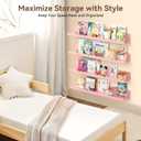 Floating Shelves for Wall, 23 Inch Metal Nursery Book Shelves 4 Pack, Wall Mounted Book Shelf for Kids Room, Bedroom, Bathroom, Playroom Decor (Pink)