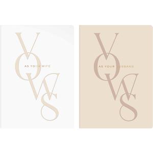 Fringe Studio Cotton Textured Paper Covers Mini Saddle Stitch Vow Books Set of 2, "VOWS AS YOURS", Approx. 4.25 w x 6.25 h, 72 Pg, Wedding Collection (982901)