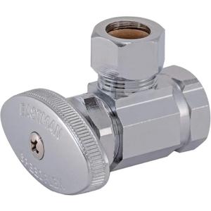 Eastman 1/2 Inch OD Compression x 1/2 Inch FIP Compression Multi-Turn Angle Stop Valve, Brass Plumbing Fitting, Chrome, 04338LF