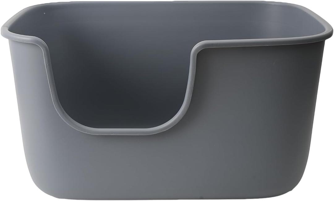 Space Time Extra Large Litter Box with High Sides & Low Entry, XL Anti-Splashing Kitty Litter Pan, Jumbo Multi Cat Litter Box, Tool-Free Assembly, Easy to Clean (Grey)