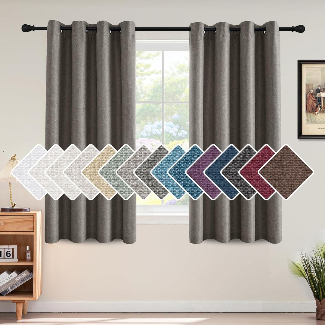 H.VERSAILTEX Linen Blackout Curtain 54 Inches Long for Bedroom/Living Room Thermal Insulated Grommet Linen Curtain Drapes Primitive Textured Burlap Effect Window Drapes 1 Panel - Heather Taupe Gray, Size: 52"W x 54"L
