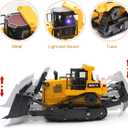 fisca Remote Control Bulldozer RC 1/16 Full Functional Construction Vehicle, 2.4Ghz 11 Channel Dozer Front Loader Toy with Light and Sound for Kids Age 6, 7, 8, 9, 10 and Up Years Old, 14.8 x 7.7 x 6.1 inches
