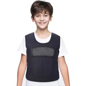 Weighted Vest for Kids(Ages 5-9, Medium)  Fully Adjustable Sensory Compression Vest for Children with Autism, ADHD, SPD - Includes 3lb Removable Weights (Medium (Pack of 1), Black)