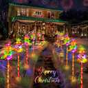 30.7'' Larger Christmas Decorations Outdoor Solar Pathway Lights, 3Packs Solar Christmas Trees with Colour 51LEDS, Xmas Tree Candy Cane Stake Lights Outside for Garden Porch Path Yard Decor