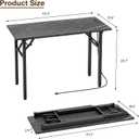 TEMI Small Computer Desk Folding Table - No Assembly, Compact 43.3" Foldable Desk with Power Outlets & USB Charging Port, Portable Small Office Desk, Ideal Mini Study Table, Marble Greige